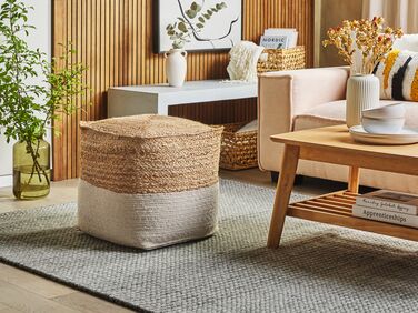 Jute Woven Pouffe Beige KIRAMA