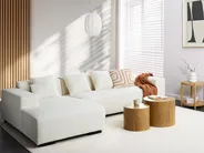Corner Sofa 4 Seater LUNGO Boucle White Right Hand_1008868