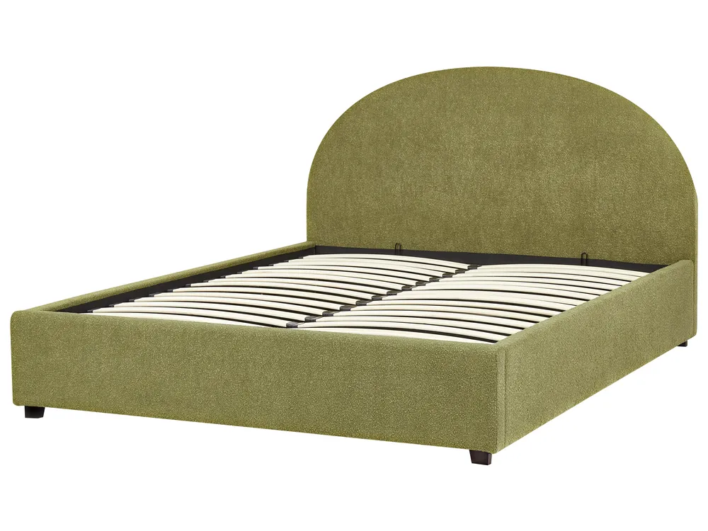 Ottoman Bed VAUCLUSE Boucle Light Green 160 x 200 cm (EU King Size)_913145