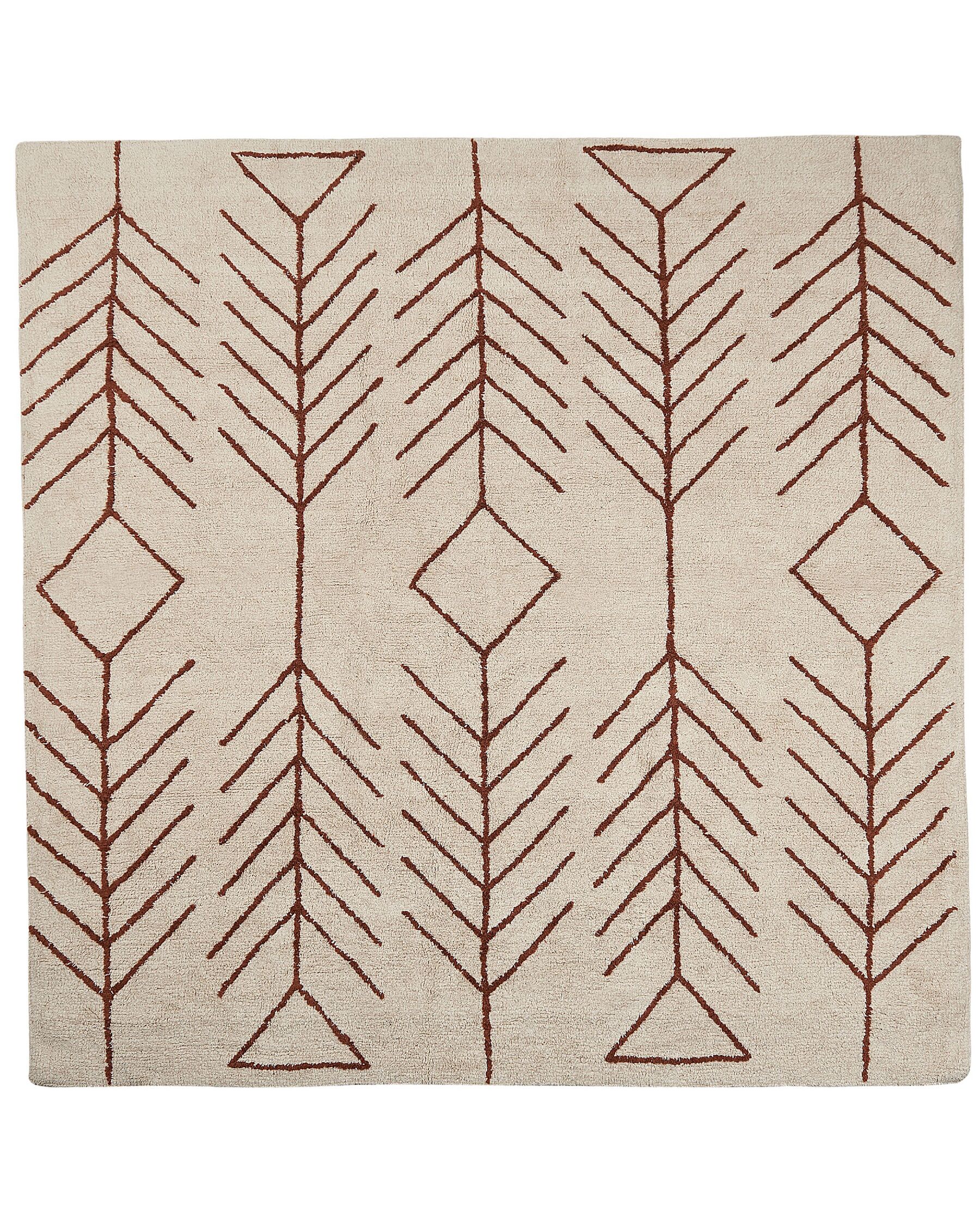 Dywan bawełniany 200 x 200 cm beżowy z brązowym AKOREN_839838