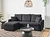 Corner Sofa Bed NASSJO Faux Linen Black Right Hand