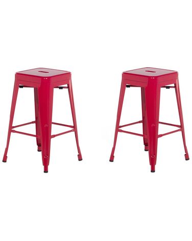 Sada 2 oceľových barových stoličiek 60 cm červená CABRILLO