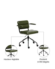 Chaise de bureau CANDOR Cuir PU Vert foncé_1071317