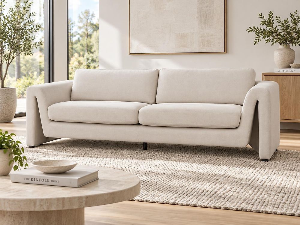 Divano 3 posti MAUNU Velluto Beige chiaro