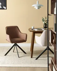 Dining Chair Swivel MORNAS Faux Leather Brown_1037115