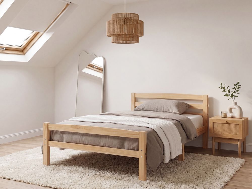 Bed Pine Wood ECHALLON 120 x 200 cm (EU Small Double) Light Brown