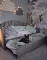 Sametová rozkládací postel 90 x 200 cm šedá EYBURIE_920210