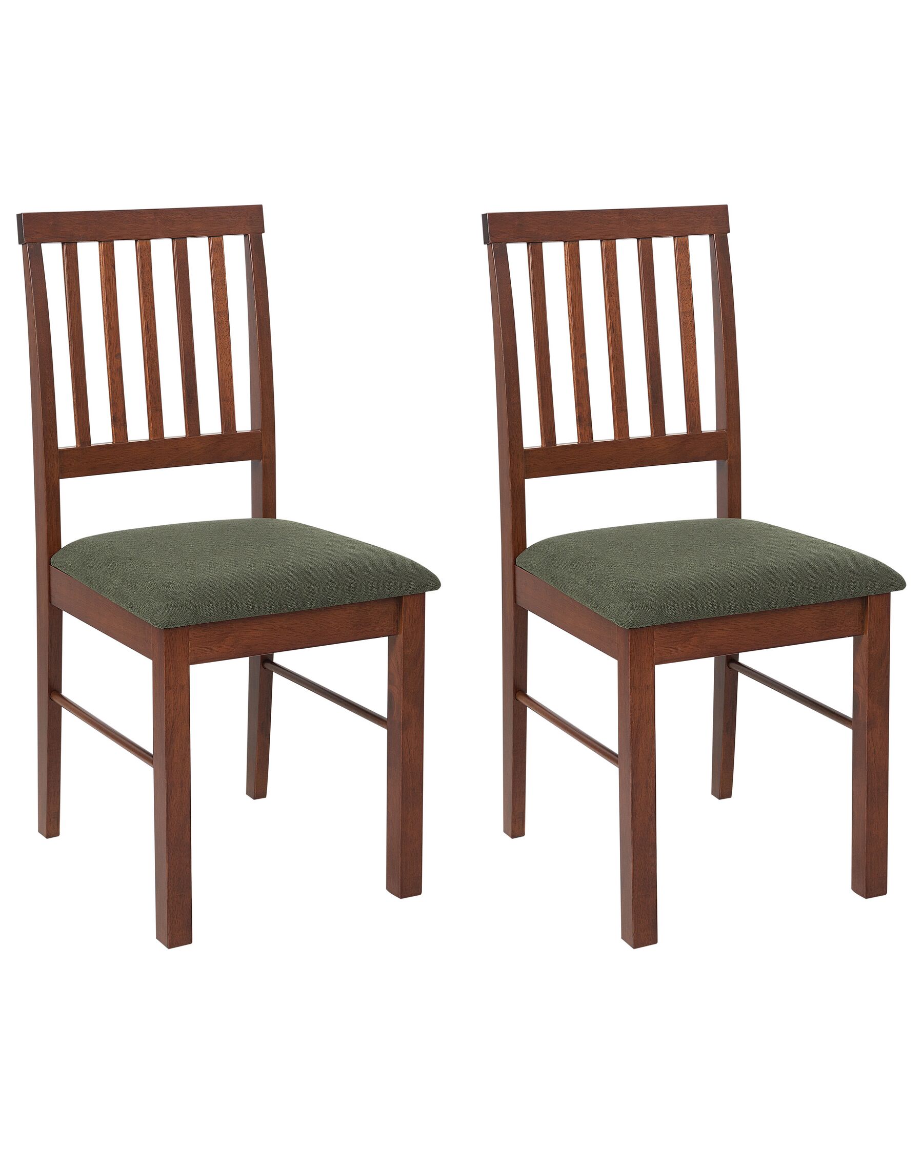 Set of 2 Wooden Dining Chairs Dark Wood and Dark Green ORONO _926574