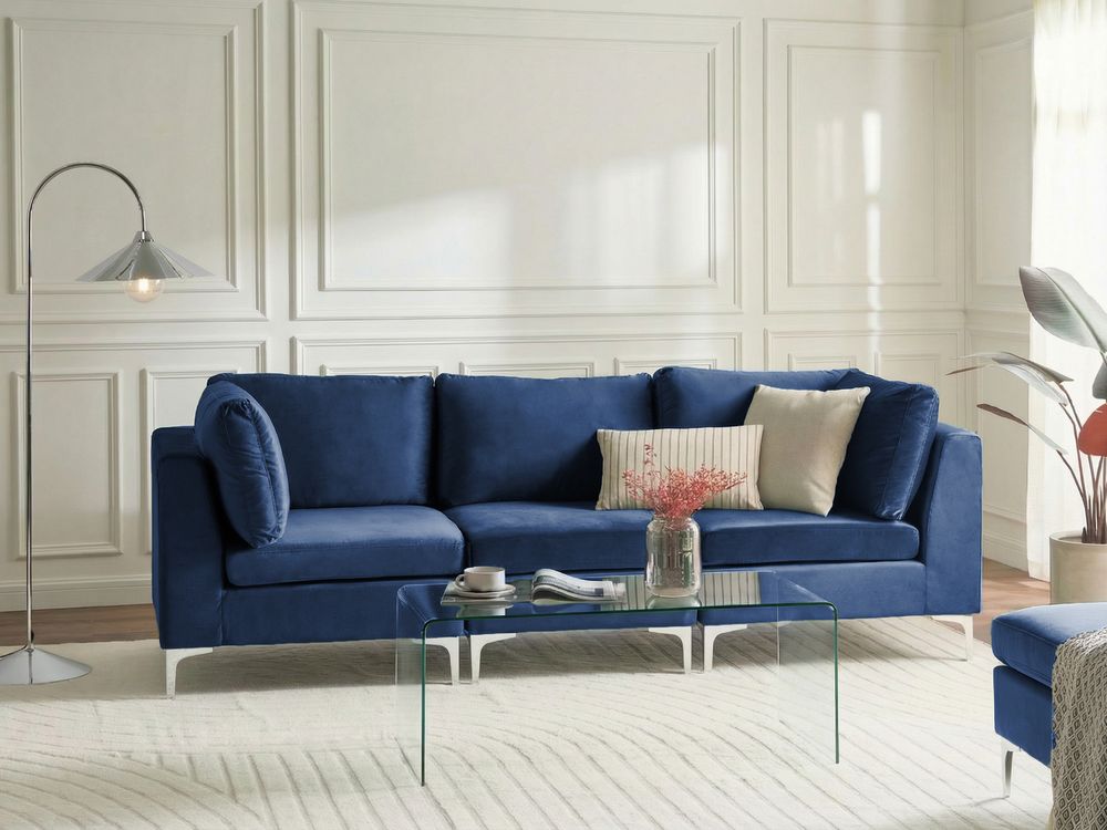 Modular Sofa 3 Seater EVJA Velvet Navy Blue