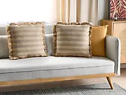 Set di 2 cuscini CIRSIUM 45 x 45 cm Iuta Beige A strisce_1178750
