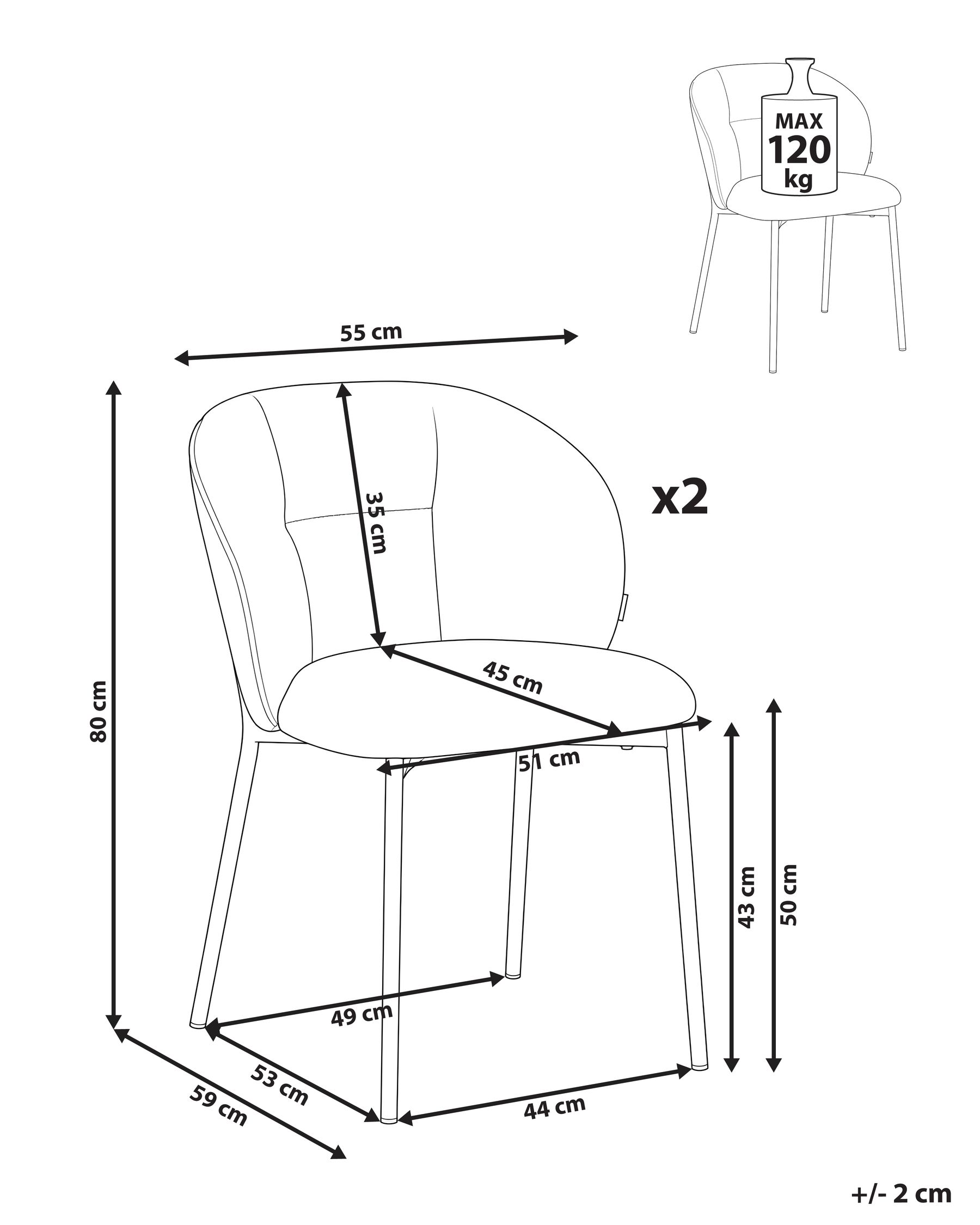 Set of 2 Dining Chairs MESA Fabric Light Beige_1103937