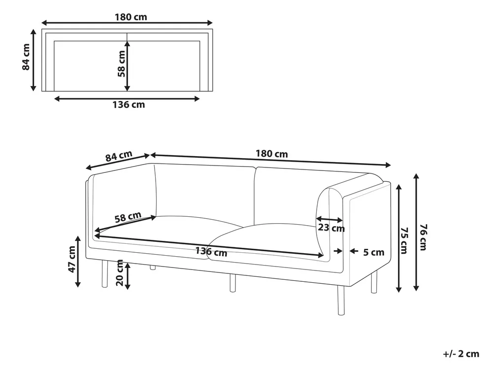 Sofa 2 Seater VORGOD Boucle Off-White_996224