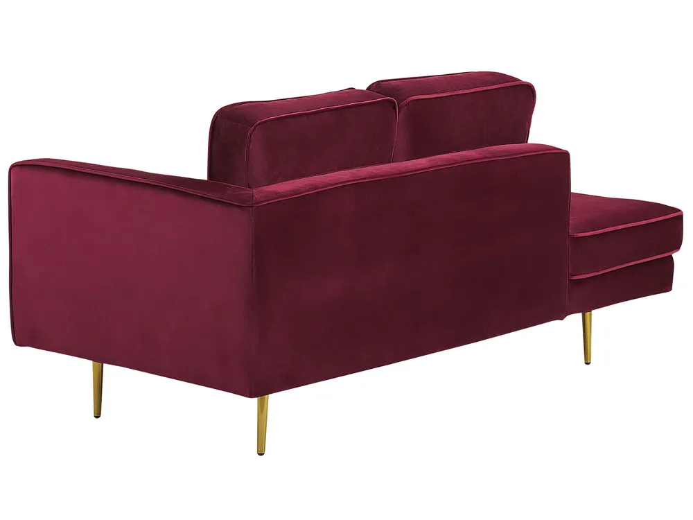 Right-Hand Chaise Longue MIRAMAS Velvet Dark Red_761935