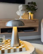 Set of 2 Wireless LED Table Lamp KULFO with Dimmer Metal Silver_1062405