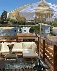 Ombrellone da esterno 245 cm MINOA Bianco/Beige_977960