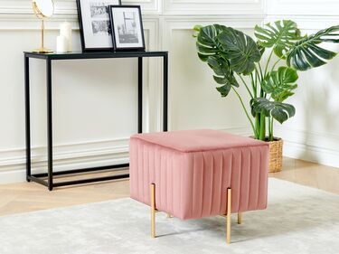 Velvet Footstool Pink DAYTON