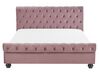 Růžová čalouněná manželská postel Chesterfield 160x200 cm AVALLON_694426