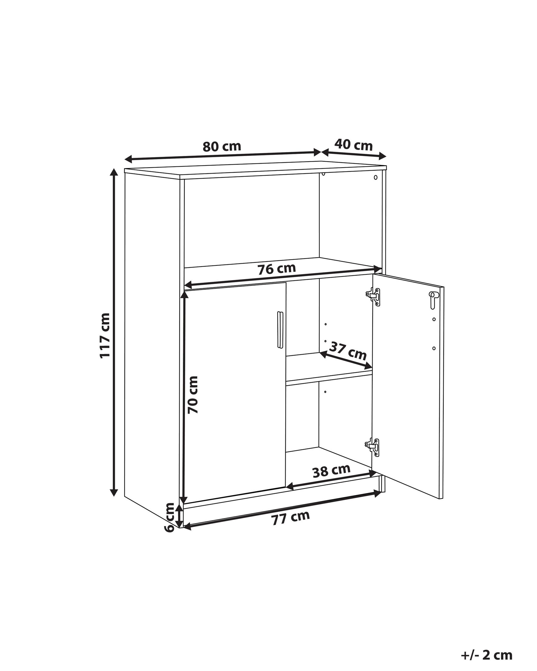2 Door Storage Cabinet with Shelf Grey and White ZEHNA_885485 2 Door Storage Cabinet with Shelf Grey and White ZEHNA_885485