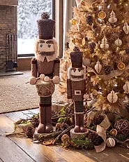 Zestaw 2 figurek dekoracyjnych KOLARI 68/91 cm Dziadek do orzechów Brązowy_1156771