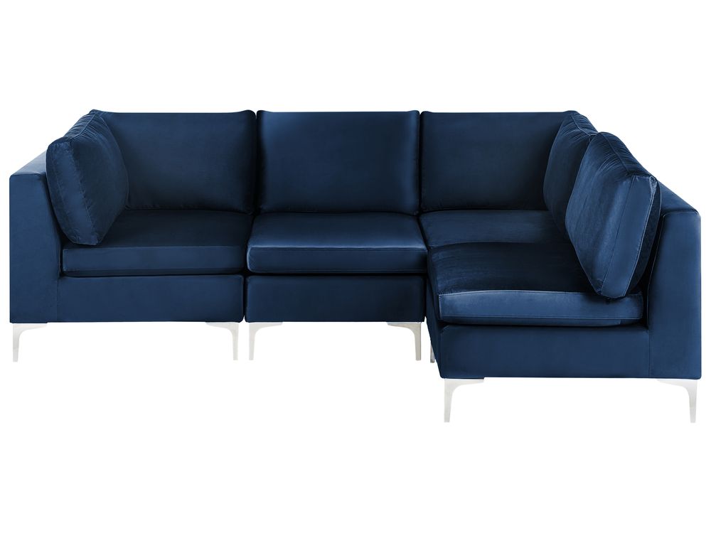 Modular Corner Sofa 4 Seater EVJA Velvet Navy Blue Left Hand