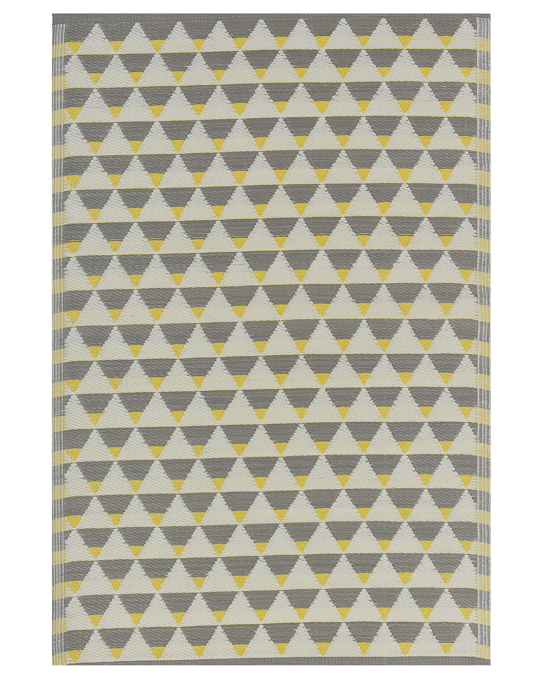 Tappeto da esterno grigio/giallo con motivo a triangoli 120 x180 cm HISAR_766675