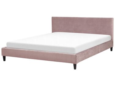 Zamatová posteľ 180 x 200 cm ružová FITOU