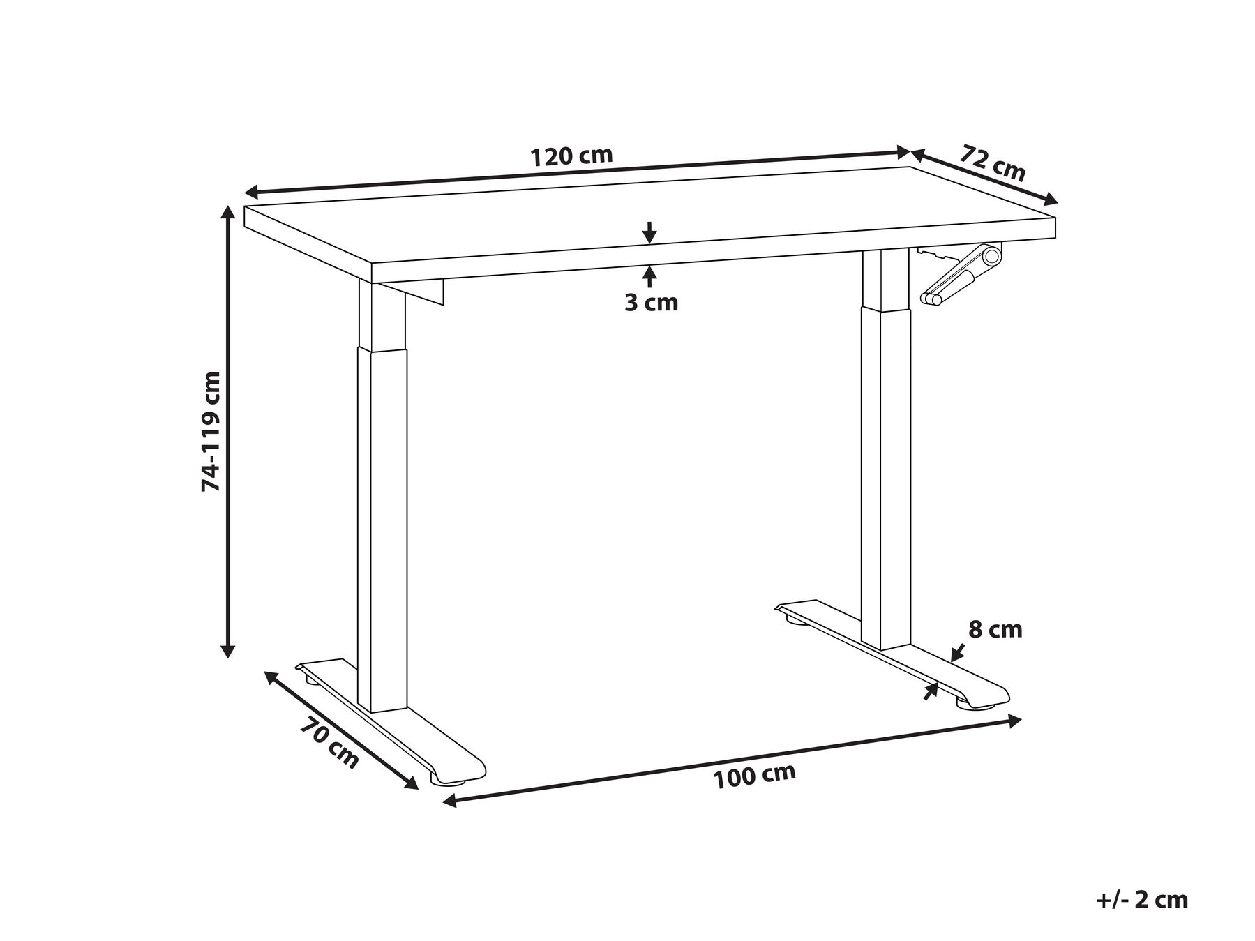 Scrivania manuale regolabile in altezza DESTINES 120 cm 72 cm Grigio/Nero_898874