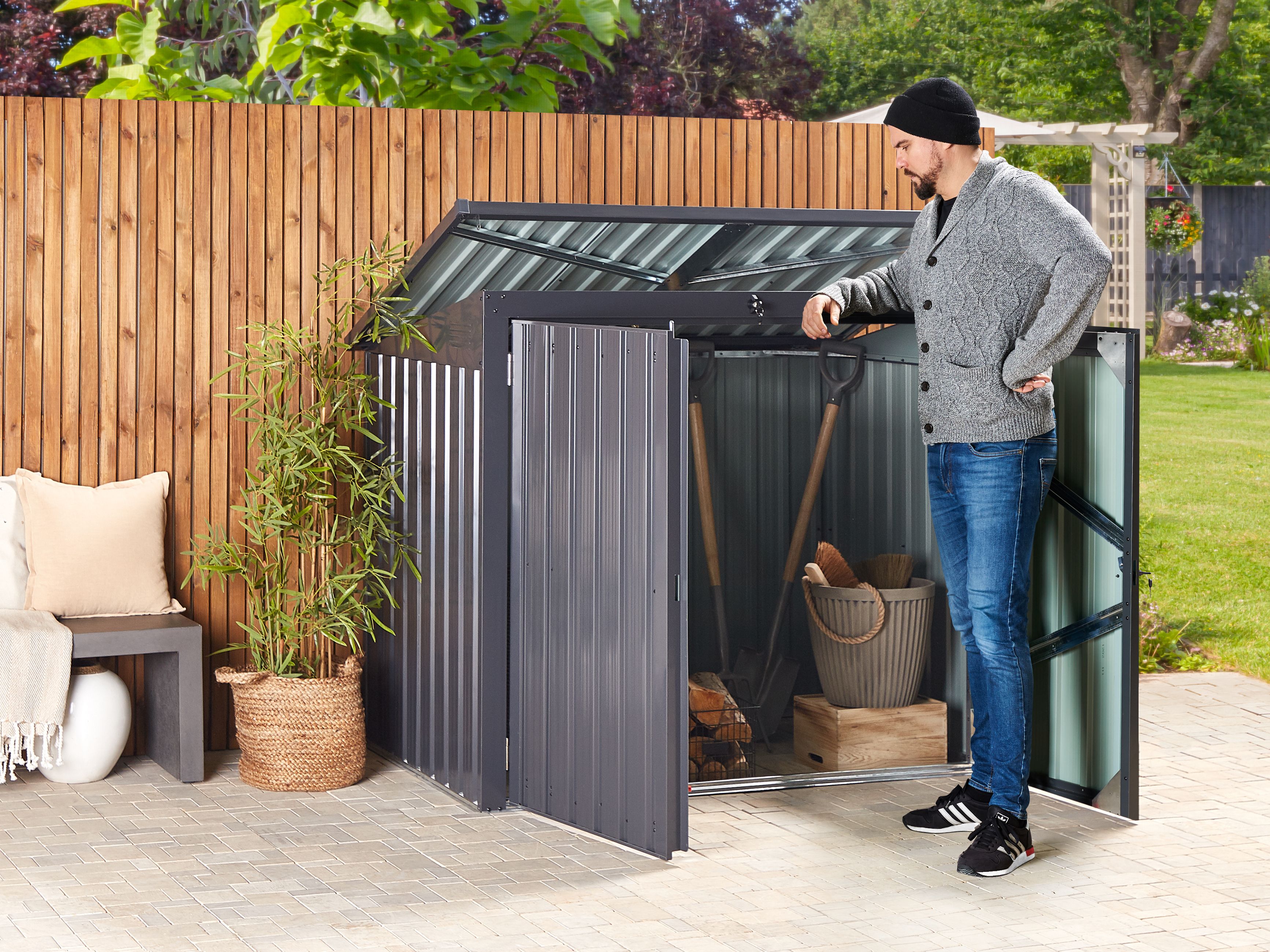 KESSER® Gereedschapsschuur L Metaal 3,4 M3 Met Fundament 196x122x186 Cm 2x Schuifdeur Fundering Tuinhuiskast Lessenaarsdak Tuinschuur Grijs 1368599057 KESSER® Gereedschapsschuur L Metaal 3,4 M3 Met Fundament 196x122x186 Cm 2x Schuifdeur Fundering Tuinhuiskast Lessenaarsdak Tuinschuur Grijs 1368599057