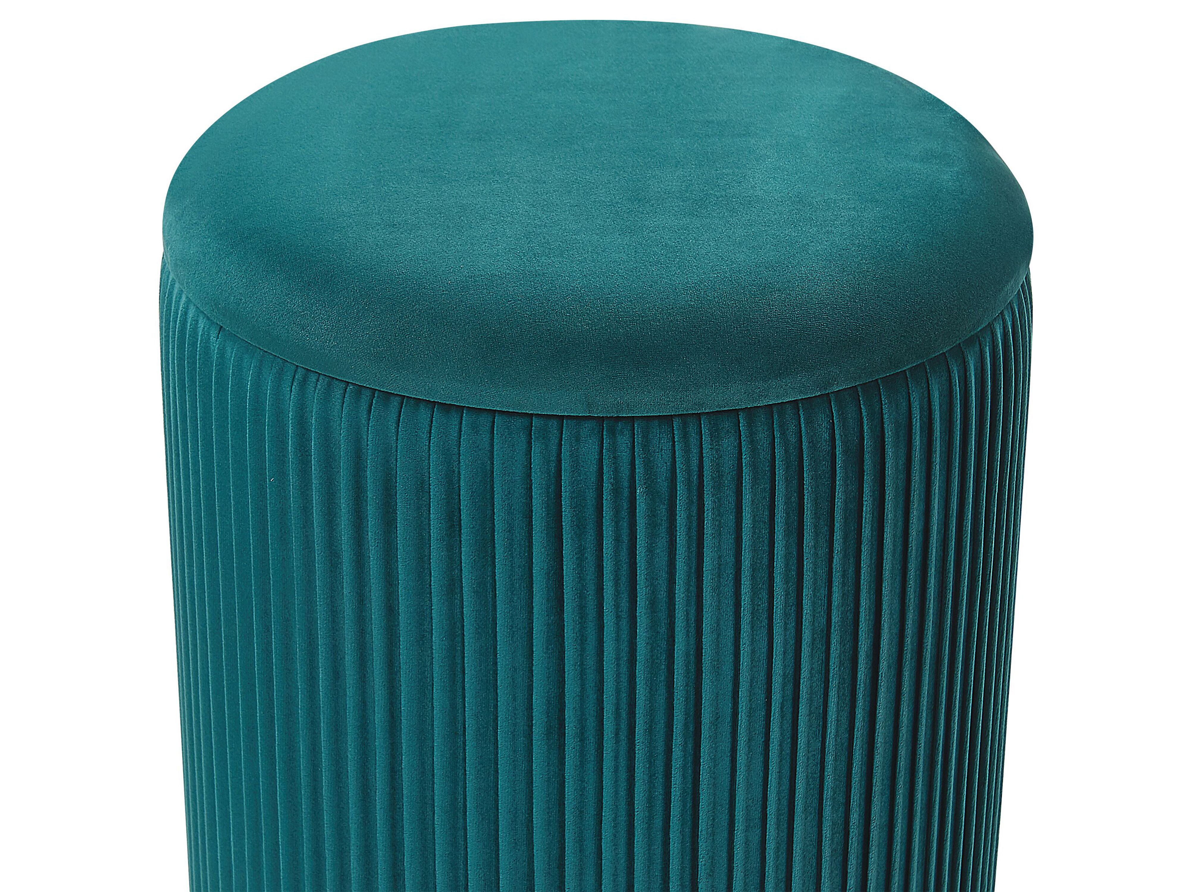 Ensemble de 2 poufs de rangement empilables - Finition en tissu aspect lin avec plateau en bois - Inclut une table basse ronde et un banc - Bleu Ensemble de 2 poufs de rangement empilables - Finition en tissu aspect lin avec plateau en bois - Inclut une table basse ronde et un banc - Bleu