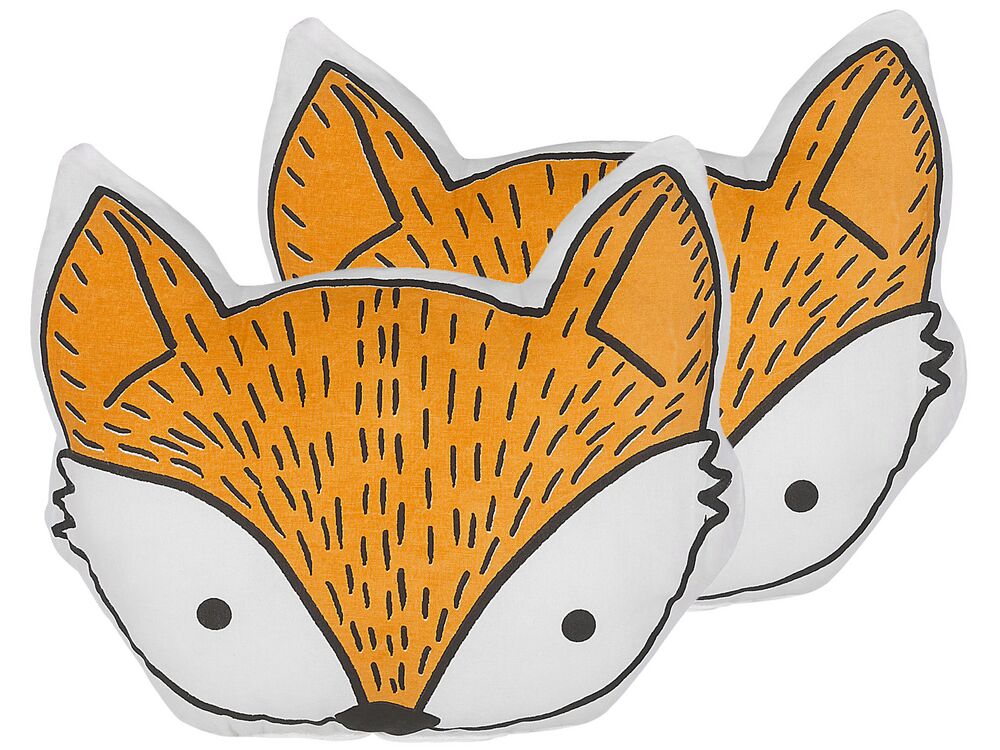 Set of 2 Decorative Cushions VADODARA Cotton 50 x 40 cm Orange Fox