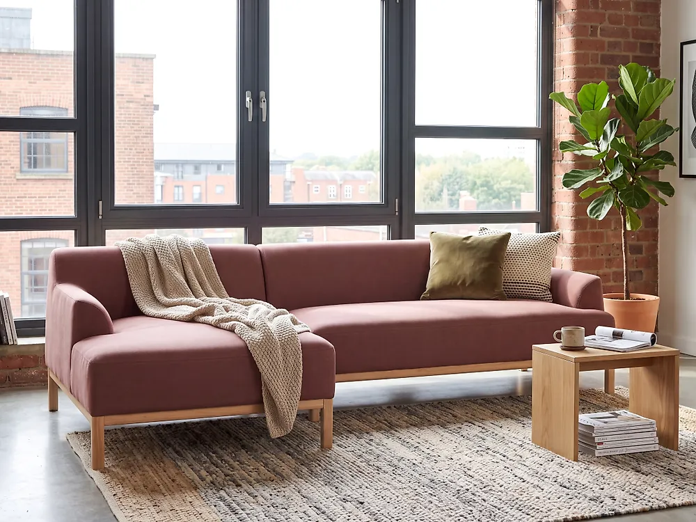 Corner Sofa SOSJO Fabric Burgundy Right Hand_1185288