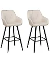 Set of 2 Bar Chairs DARIEN Light Beige