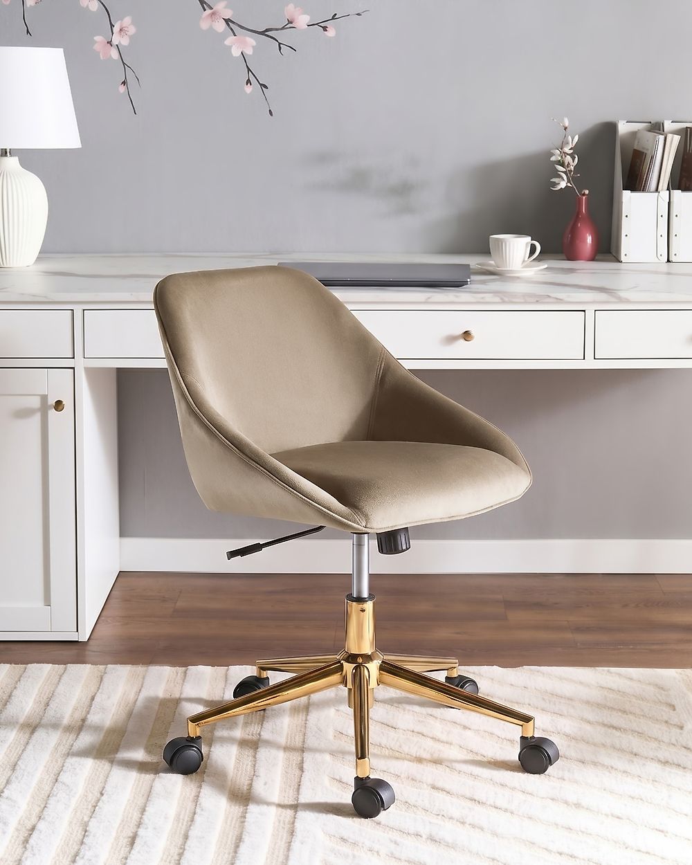 Schreibtischstuhl BARDSDALE Samtstoff Taupe