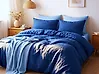 Duvet Cover Set HARMONRIDGE 220 x 240 cm Sateen Cotton Dark Blue