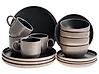 Set of 16 Dinnerware NUTMEG Stoneware Black/ Beige