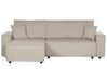 Right Hand Jumbo Cord Corner Sofa Bed Beige ABACKA_896832