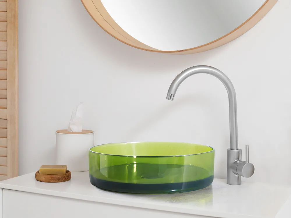 Lavabo da appoggio TOLOSA ⌀ 36 cm Superficie solida Verde