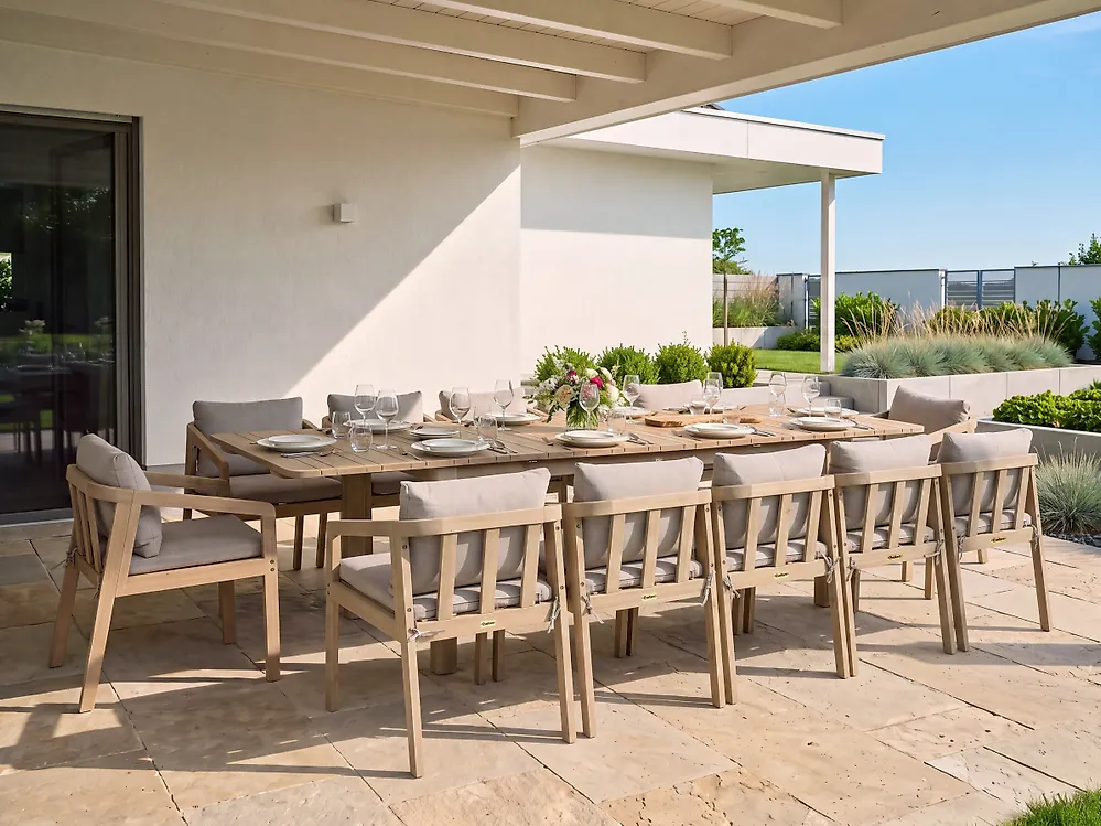 Garden Dining Set 12 Seater TOSCANELLA Certified Acacia Wood Light Brown