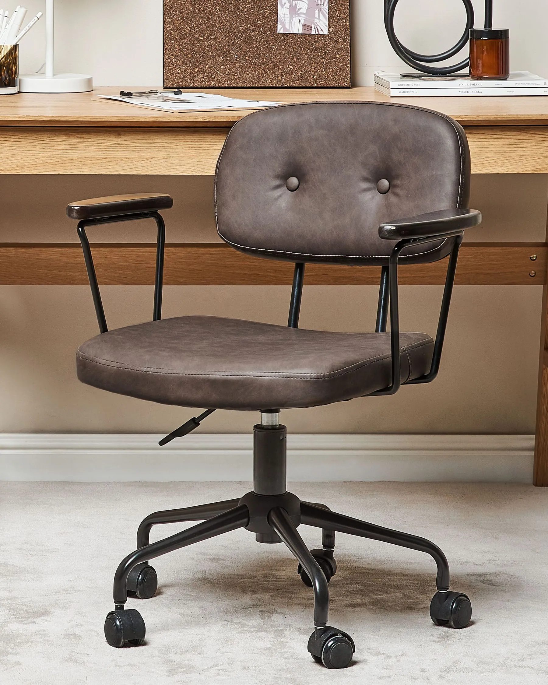 Desk Chair ALGERITA Faux Leather Dark Brown_855208