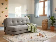Sofa Bed 2 Seater ESBJERG Faux Linen Dark Grey_1059280