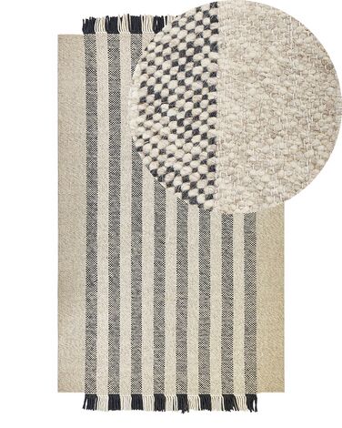 Vlnený koberec 140 x 200 cm krémová biela/čierna TACETTIN