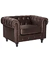 Armchair CHESTERFIELD Velvet Dark Brown