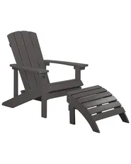 Garden Chair ADIRONDACK with Footstool Dark Grey_809566