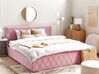 Łóżko z pojemnikiem welurowe 180 x 200 cm różowe ROCHEFORT_857448
