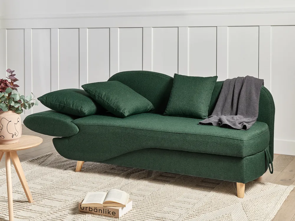 Chaise longue versione sinistra MERI con contenitore Lino sintetico Verde_937754