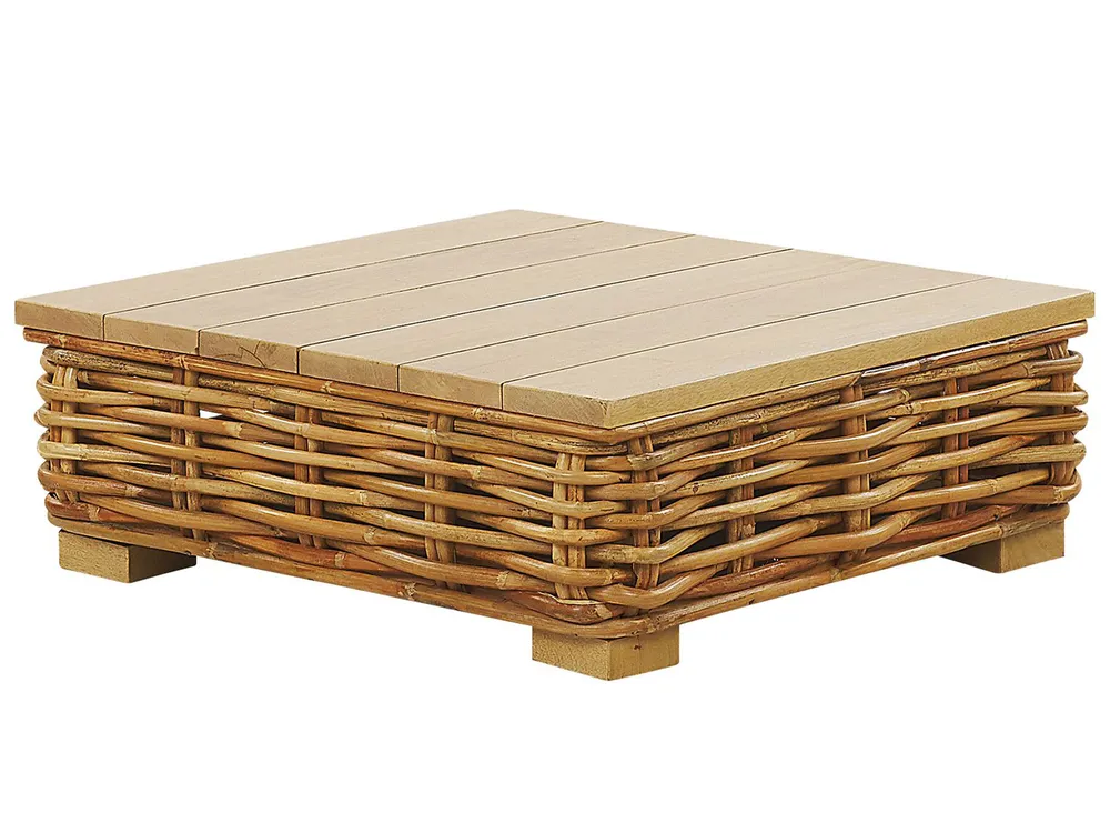 Garden Lounge Set with Table 4 Seater VARALLO Modular Rattan Natural Left Hand_767014