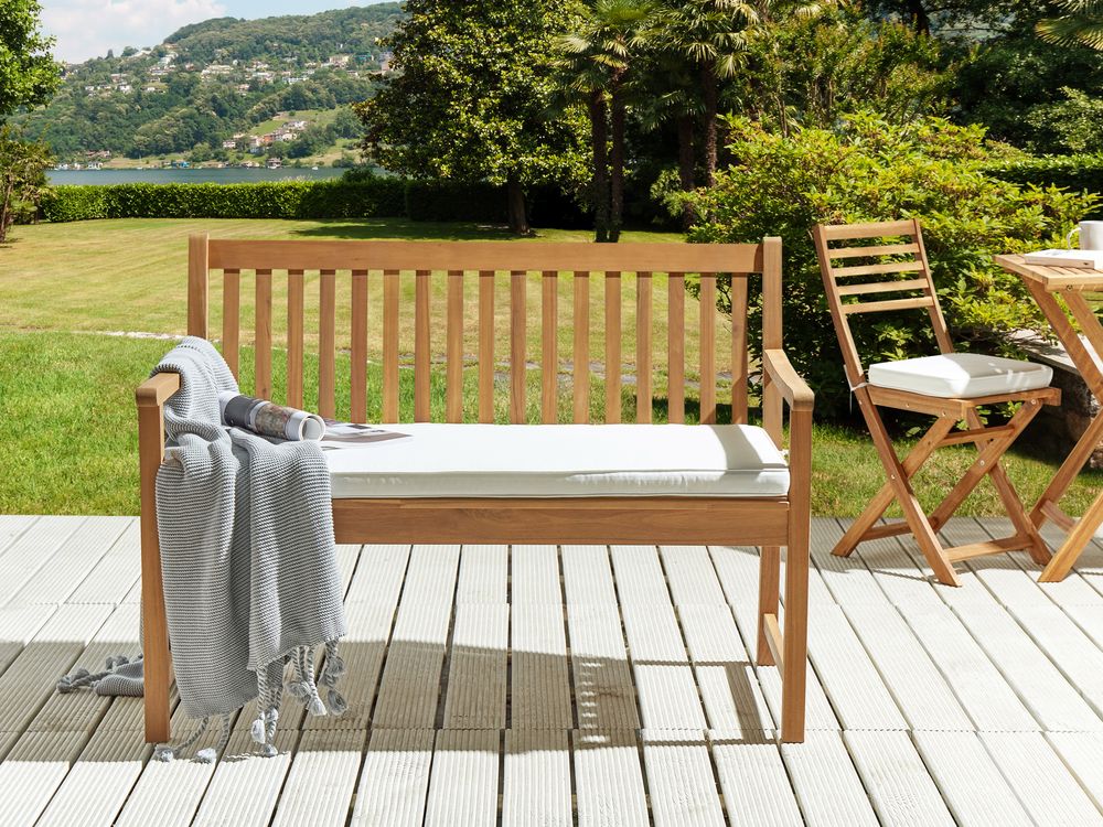 Bench Seat Pad Cushion VIVARA 112 x 54 cm Off-White