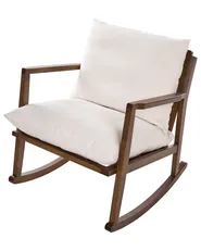 Poltrona a dondolo KJEVIK Legno Marrone/Beige chiaro_1070517