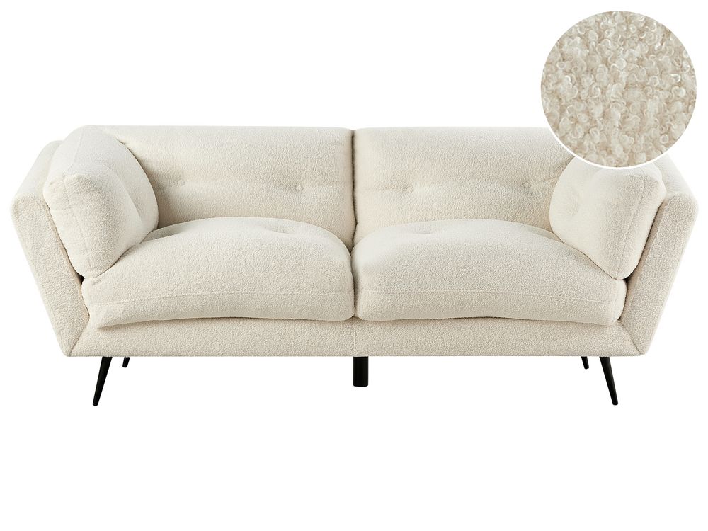 Sofa 3-Sitzer LUVOS Stoff Cremeweiß | Beliani.at