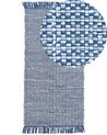 Tappeto blu marino rettangolare in cotone fatto a mano - 80x150cm - BESNI_530827